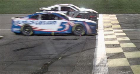 results for yesterday's nascar race|Kyle Larson beats Chris Buescher by .001 seconds .